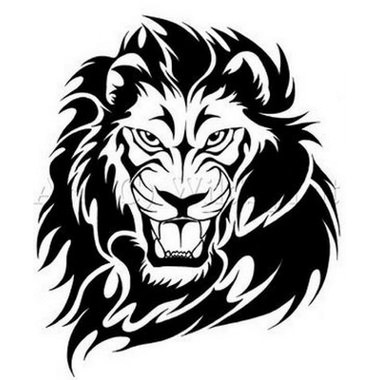 380x380 Dark Black Ink Scary Lion's Roaring Head Tattoo