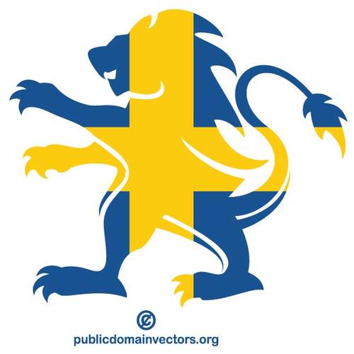 500x500 Swedish Flag Inside Lion Silhouette Public Domain Vectors