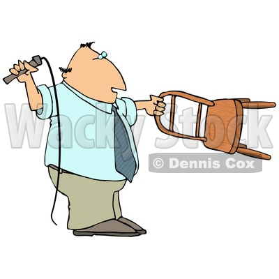 400x400 Cartoon Of A Circus Lion Tamer Holding A Stool And Whip