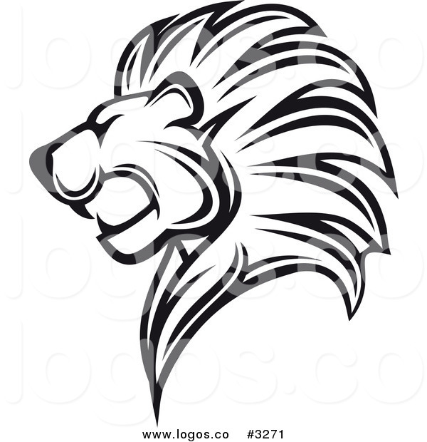 600x620 Royalty Free Vector Of A Black And White Lion Head Profile Logo By