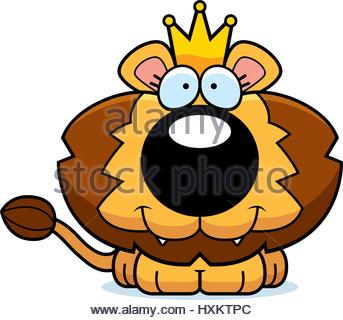 343x320 A Cartoon Illustration Of A Lion King With A Crown Stock Vector