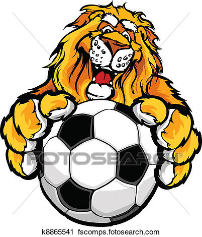 402x470 Clipart Of Cute Happy Lion Mascot With Soccer K8865541