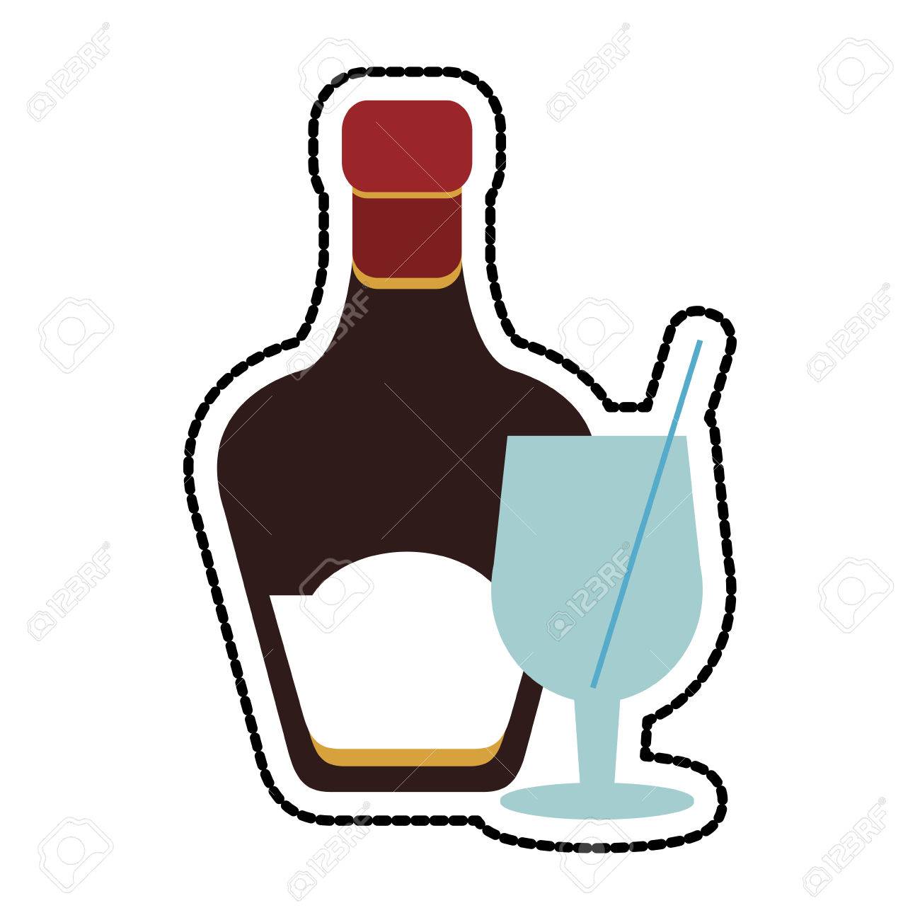 1300x1300 Tinted Glass Liquor Bottle Icon Image Vector Illustration Design