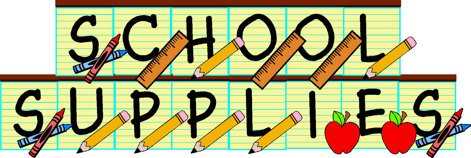 1874x629 School Supplies List Clipart Panda