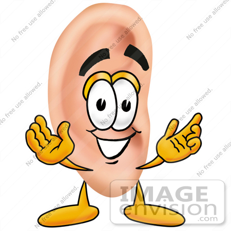 450x450 Clip Art Graphic Of A Human Ear Cartoon Character With Welcoming