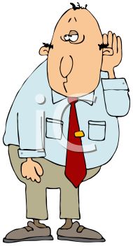 190x350 Cartoon Of A Hard Of Hearing Man With His Hand Up To His Ear