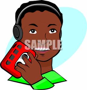 288x300 Black Boy Listening To Music Clip Art Image