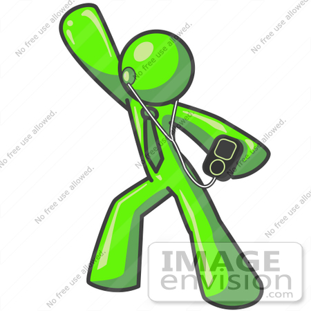 450x450 Clip Art Graphic Of A Lime Green Guy Character Dancing