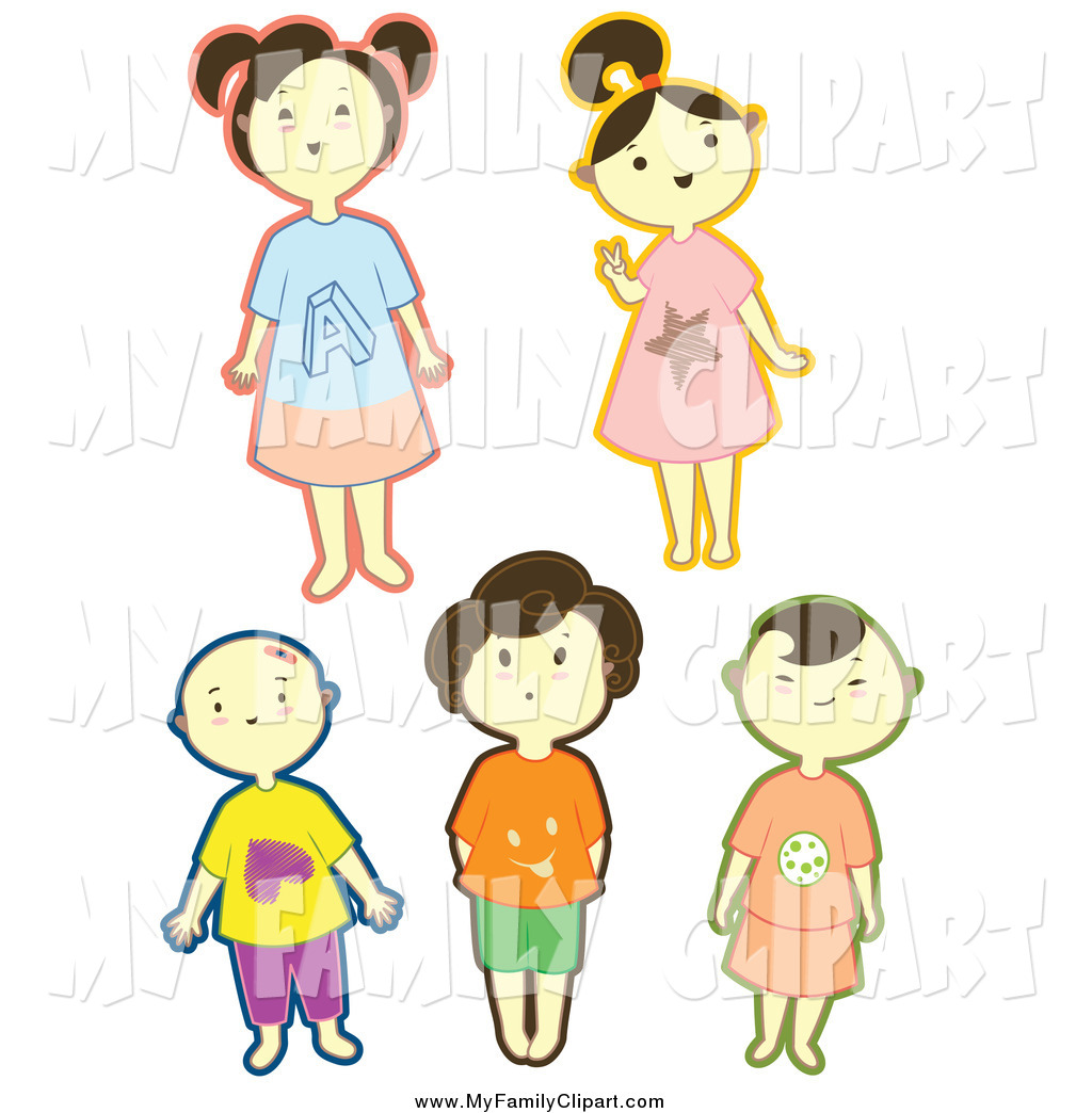 1024x1044 Clip Art Of Happy Little Boys And Girls With Thick Outlines By