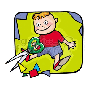300x300 Royalty Free A Little Boy Cutting Paper With Scissors 158816