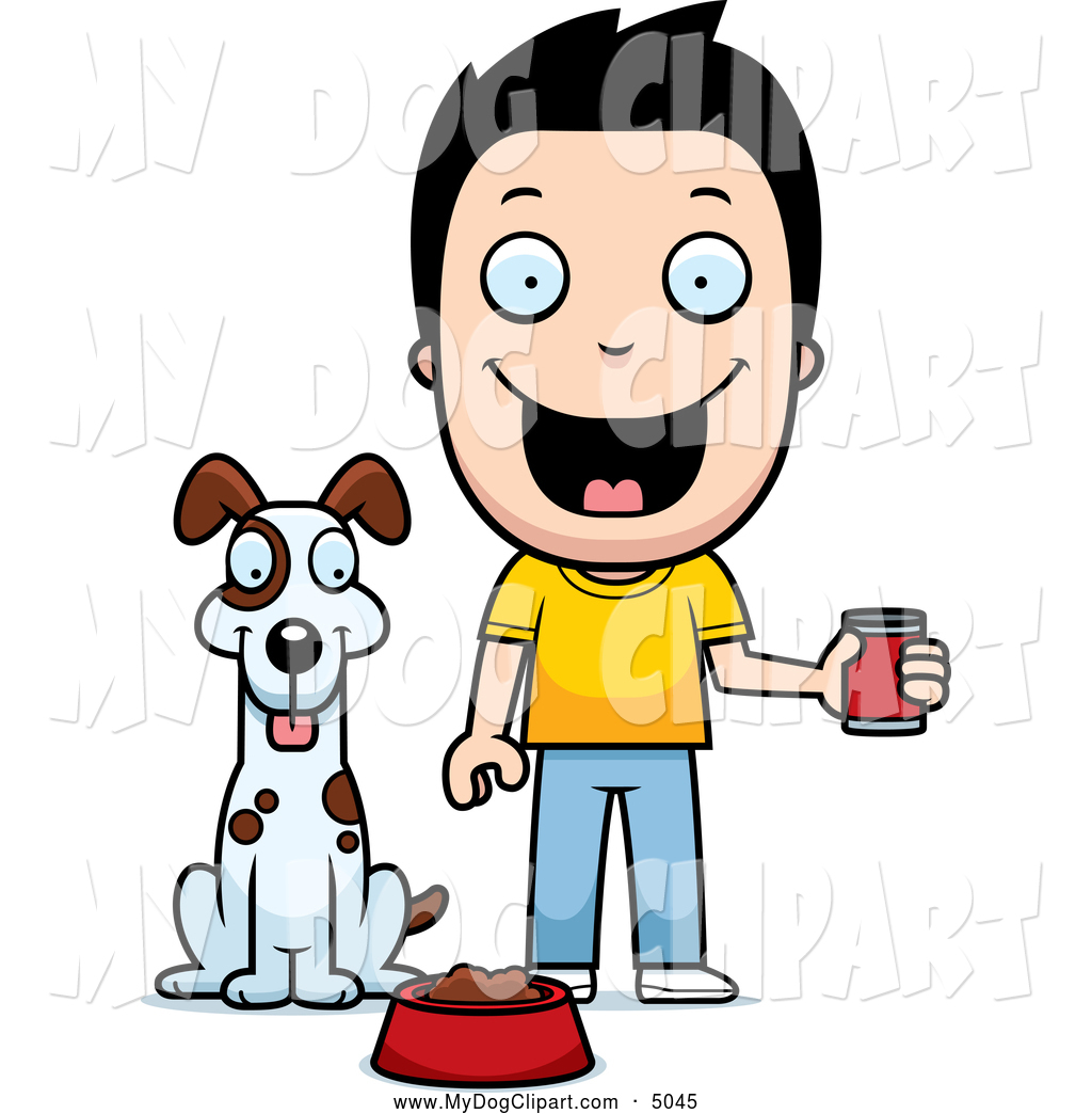 1024x1044 Clip Art Of A Happy Boy Feeding His Dog Canned Food By Cory Thoman
