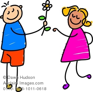 300x294 Image Of A Happy Little Boy Giving A Flower To A Little Girl He Loves
