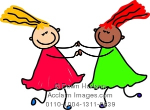 300x219 Clipart Image Of Two Happy Diverse Little Girls