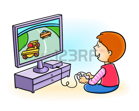450x361 Happy Little Kid Playing Video Game Royalty Free Cliparts, Vectors