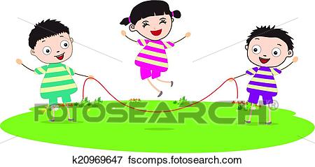 450x239 Clip Art Of Little Kids Skipping K20969647