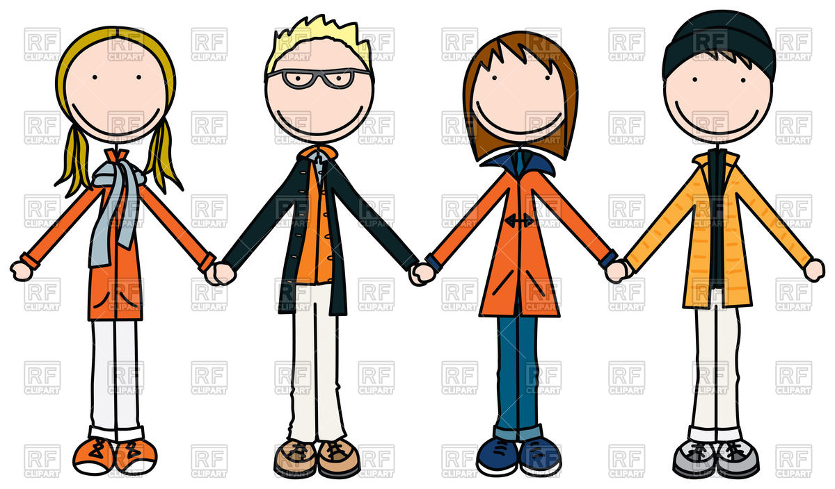 1200x704 Kids Holding Hands In Winter Clothes Royalty Free Vector Clip Art
