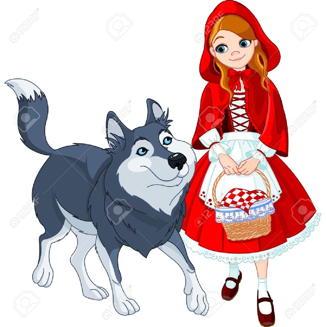 1296x1300 Little Red Riding Hood Meeting A Wolf Royalty Free Cliparts