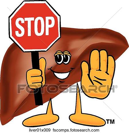 450x464 Stock Illustration Of Liver Holding A Stop Sign Liver01x009