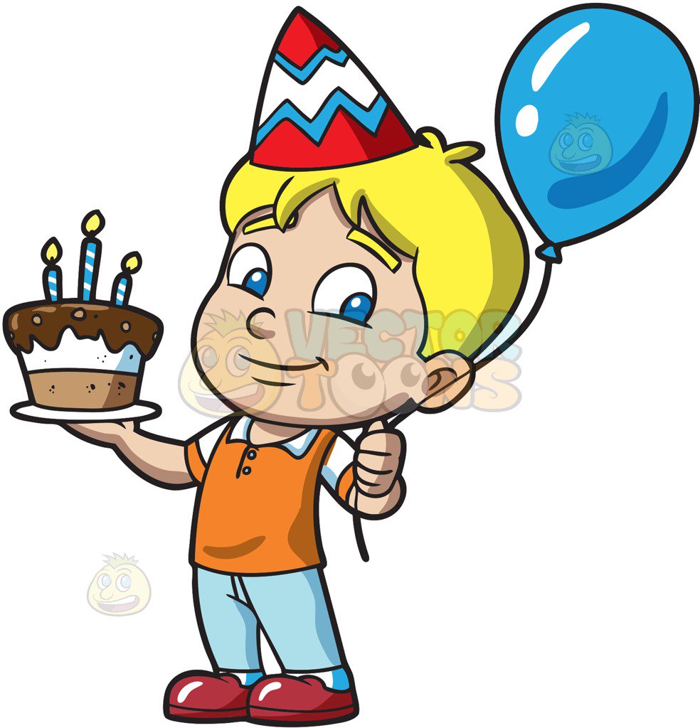 984x1024 The Birthday Boy With His Cake At A Small Living Room Cartoon