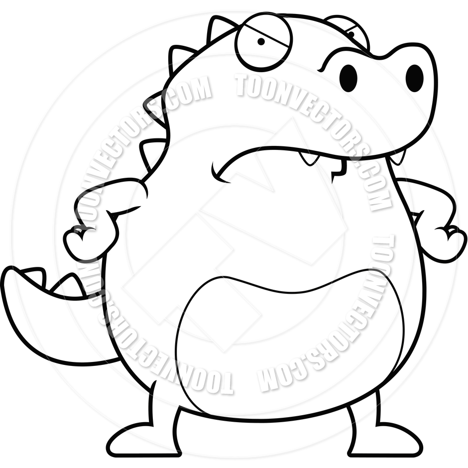 940x940 Cartoon Lizard Angry (Black And White Line Art) By Cory Thoman