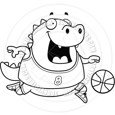 460x460 Cartoon Lizard Basketball (Black And White Line Art) By Cory