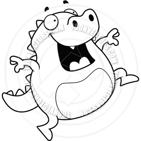 460x460 Cartoon Lizard Jumping (Black And White Line Art) By Cory Thoman