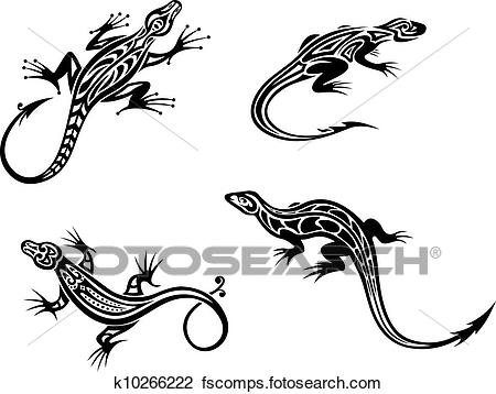 450x358 Clipart Of Black Lizards K10266222
