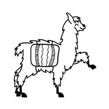 160x160 Isolated Outline Cartoon Baby Llama. Stock Image And Royalty