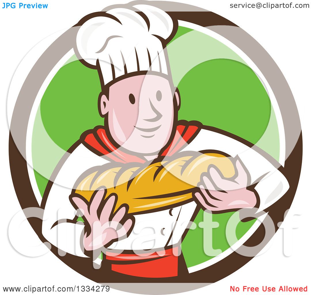 1080x1024 Clipart A Cartoon Caucasian Male Chef Baker Holding A Loaf