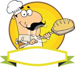 300x271 Colorful Cartoon Of Bakery Chef With Hot Loaf Of Bread On