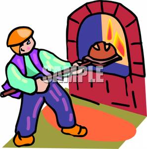297x300 Art Image A Boy Putting A Loaf Of Bread Into An Oven