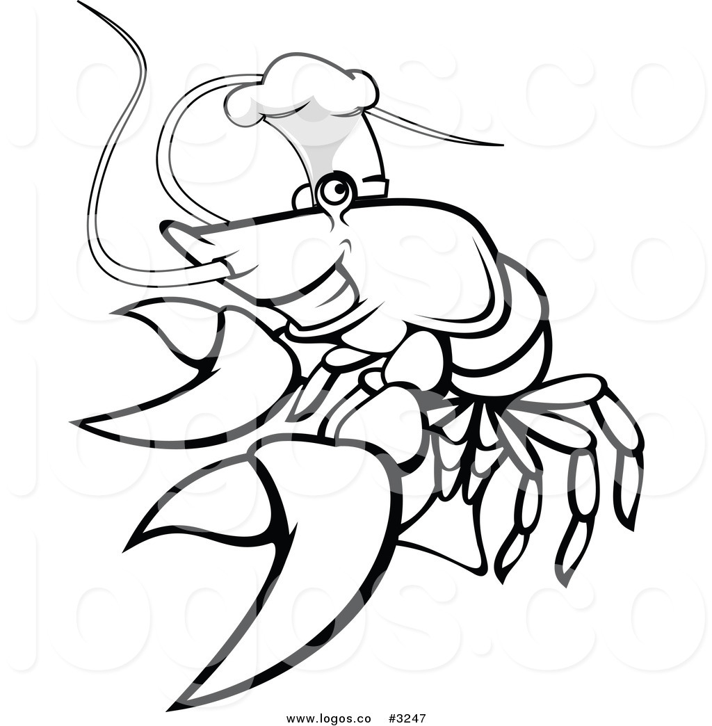 1024x1044 Royalty Free Vector Of A Black And White Lobster Chef Logo By