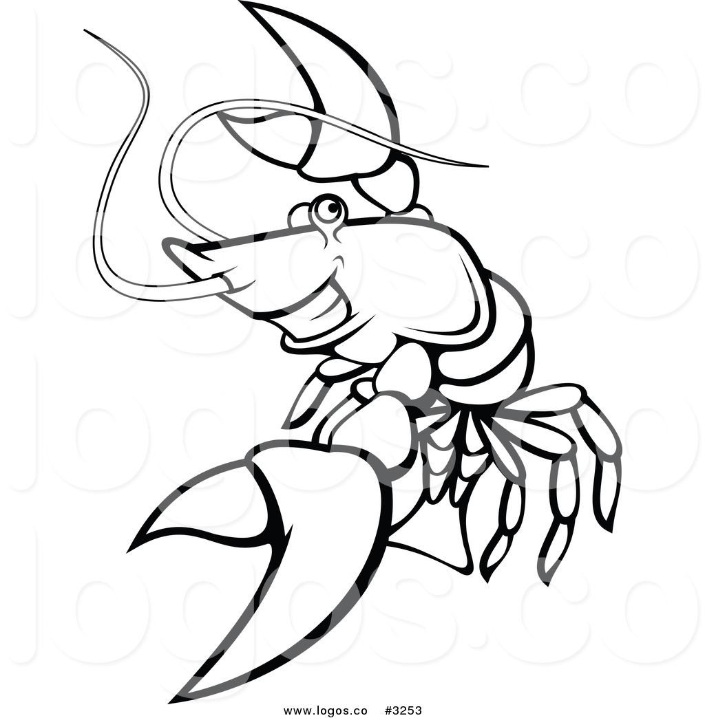 1024x1044 Royalty Free Vector Of A Black And White Lobster Logo By Vector