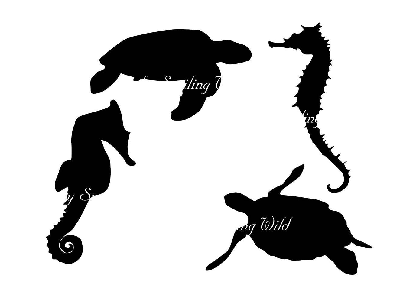 1333x943 Sea Animal Silhouette Fish Clipart Toroise Crab Lobster Seahorse