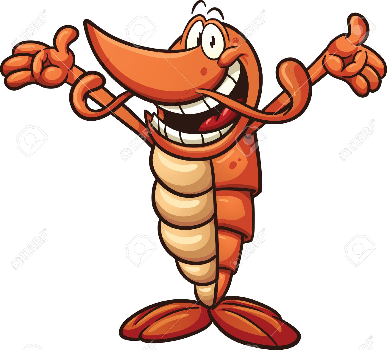 1300x1175 Happy Cartoon Shrimp. Vector Clip Art Illustration With Simple