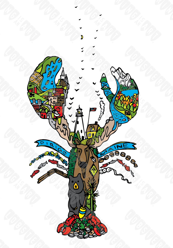 717x1024 Lobster Art By Maine Artist Andrew M. Cook Lobstering Is An Art
