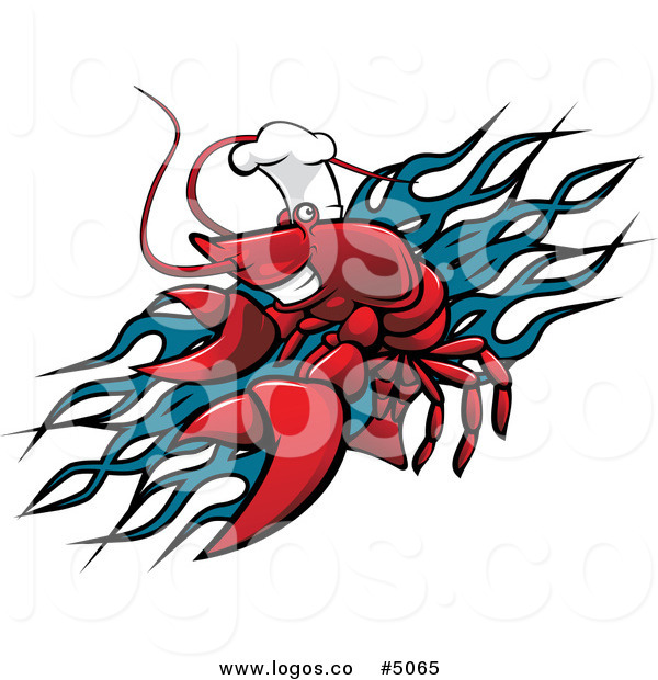 600x620 Royalty Free Vector Of A Chef Lobster Over Blue Flames Seafood