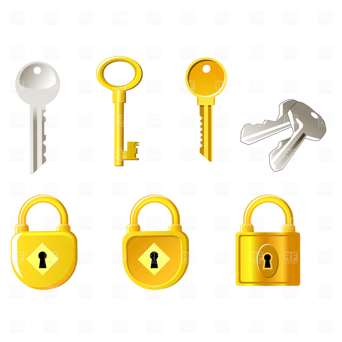 1200x1200 Locks And Keys Royalty Free Vector Clip Art Image