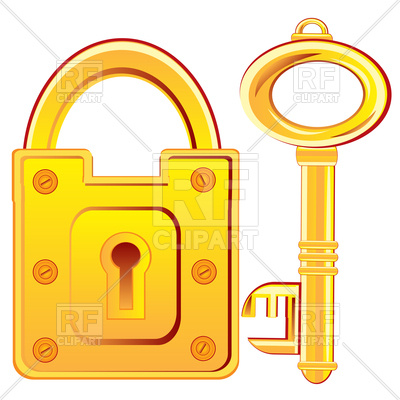 400x400 Door Lock And Key From Gold Royalty Free Vector Clip Art Image