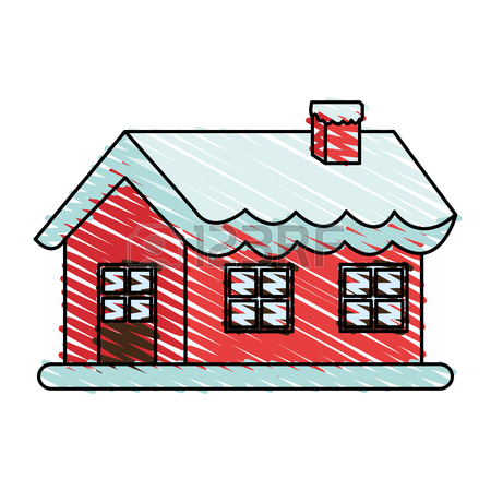 450x450 Color Silhouette Image Cartoon Christmas House With Snow