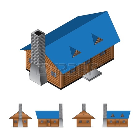 450x450 Isometric Drawing Of A Log Cabin Royalty Free Cliparts, Vectors