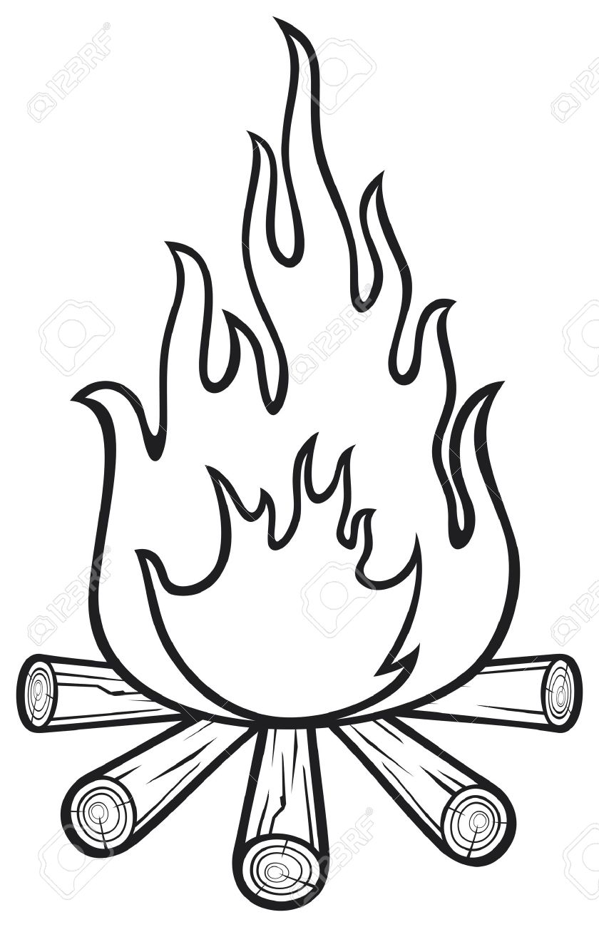840x1300 Campfire Black And White Clipart