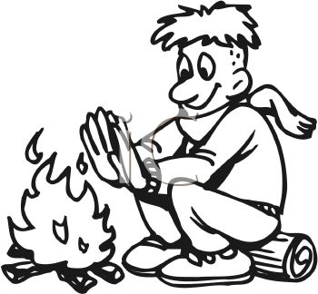 350x324 Picture Of A Boy Sitting On A Log Warming His Hands By