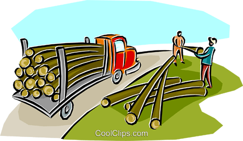 480x278 Lumber Being Loaded Onto A Transport Royalty Free Vector Clip Art