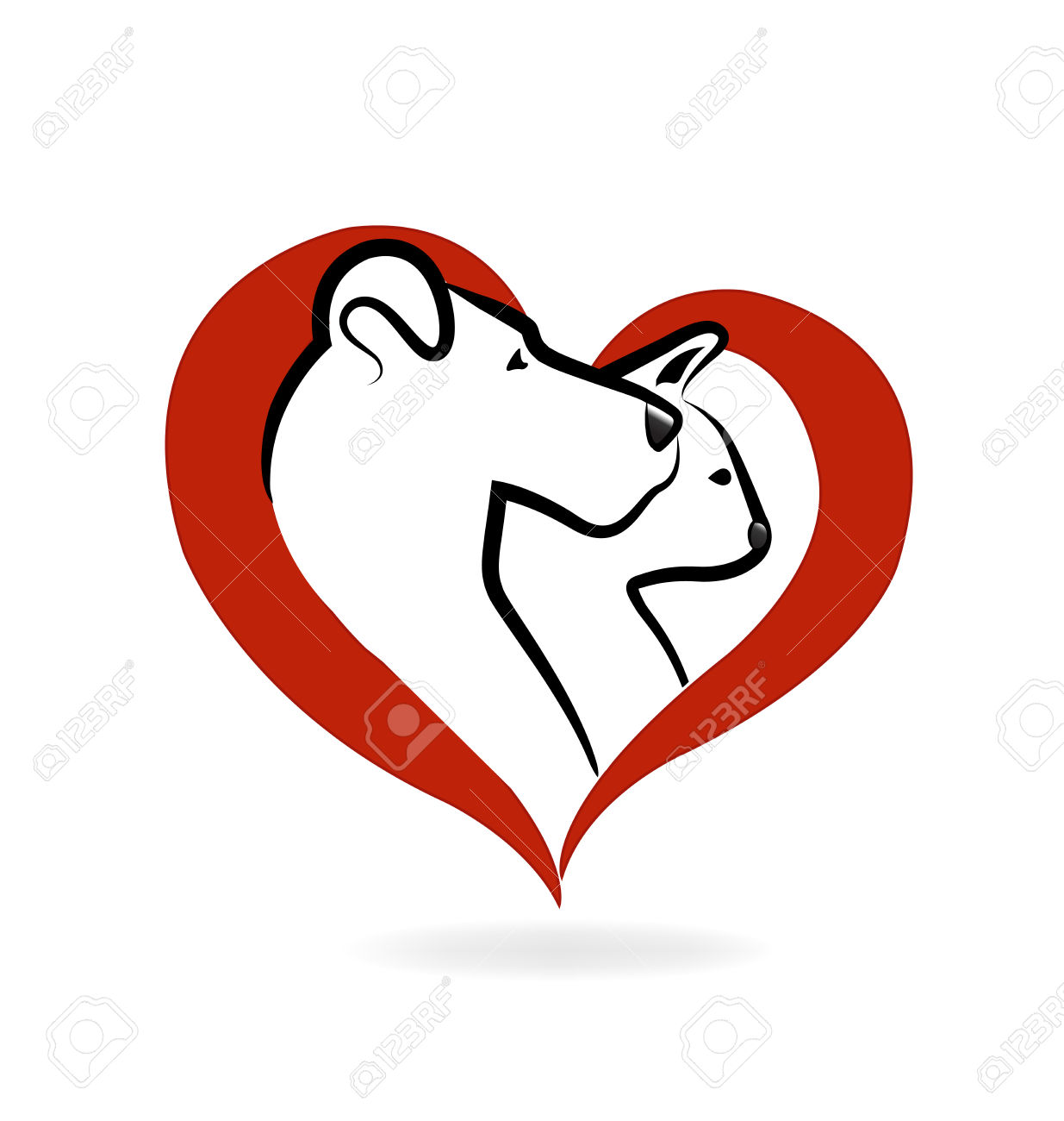 1235x1300 Cat And Dog Logo Heart Love Icon Vector Design Royalty Free