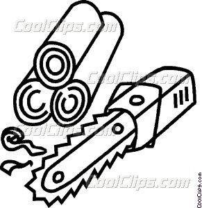 291x300 Chainsaw And Logs Vector Clip Art