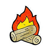 170x170 Clip Art Of Cartoon Burning Wood Logs K15536259