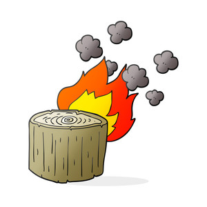 300x300 Freehand Drawn Black And White Cartoon Burning Logs Royalty Free