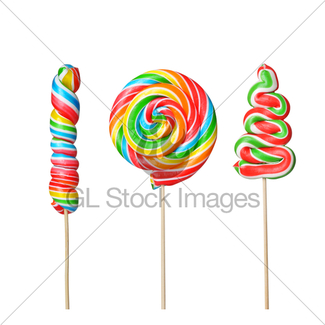 325x325 Rainbow Twirl Lollipop Candies Gl Stock Images