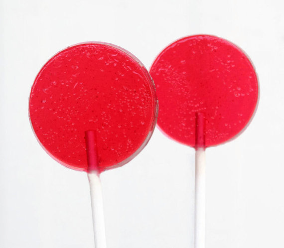 570x498 Red Wedding Favor Lollipops Flat Round Hard Candy 6